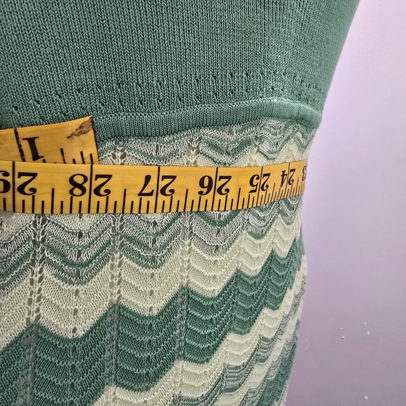 Ramy Brook Mylah Chevron Knit Midi Dress L Green Sleeveless Plunge MSRP $445 NWT - Picture 10 of 15